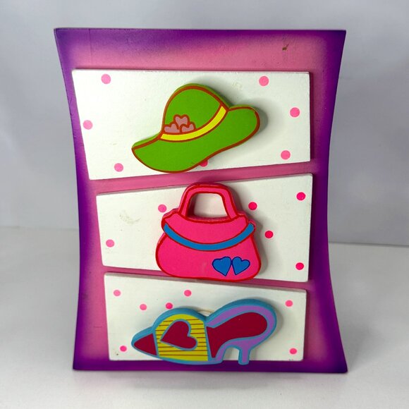 Novelty Girl Jewelry Trinket Box 3 Drawers Multicoloured Whimsical Wood 8 inches - Picture 2 of 9